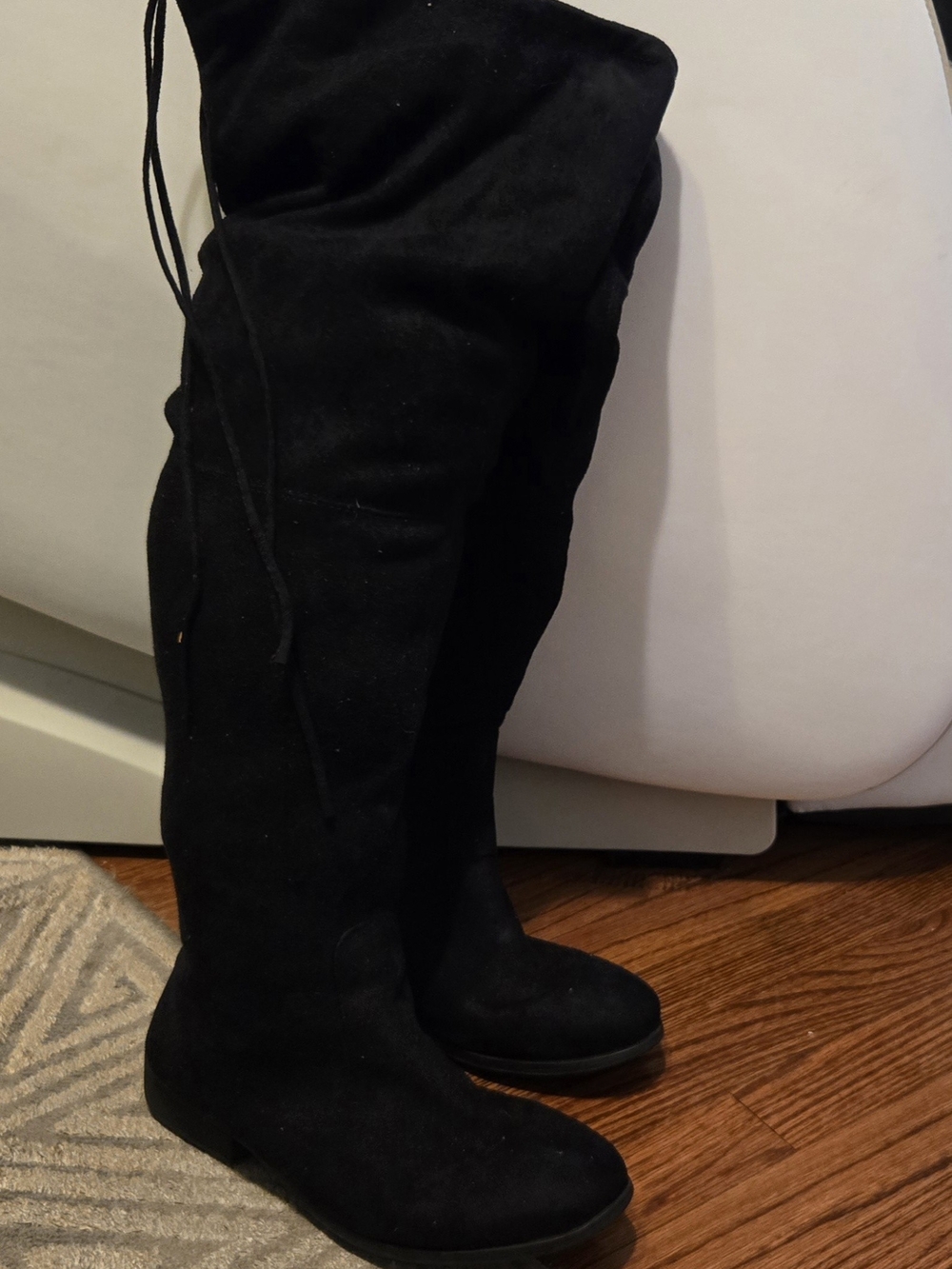 Black Over-the-Knee Suede Boots - Women